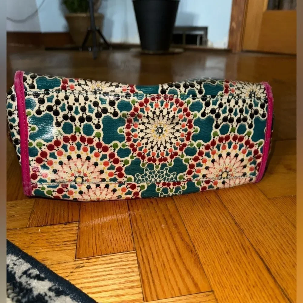 FOSSIL Geometry Prints Coated Canvas Shoulder Tote Bag #SHB1344 EUC